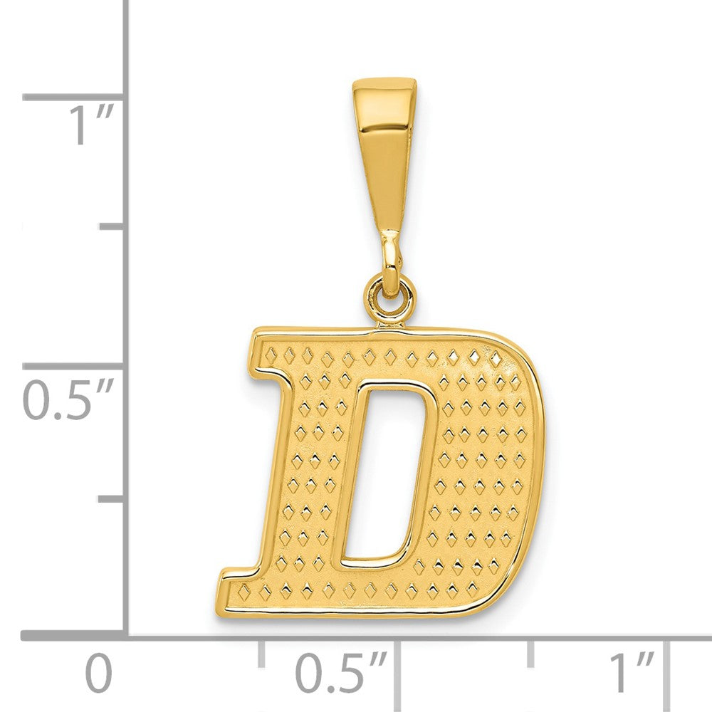 14k Textured Initial D Charm