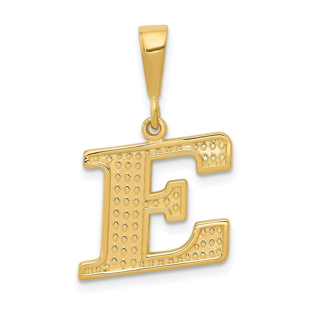 14k Textured Initial E Charm