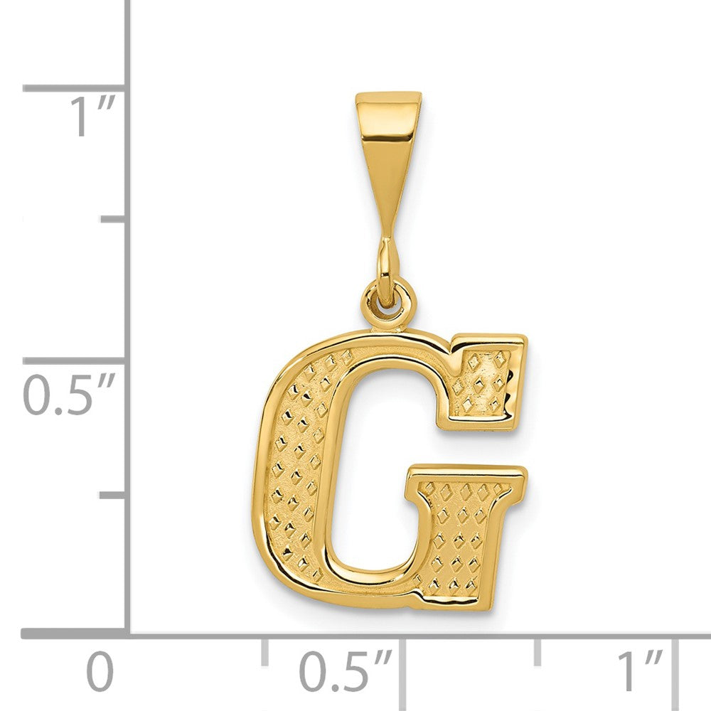 14k Textured Initial G Charm