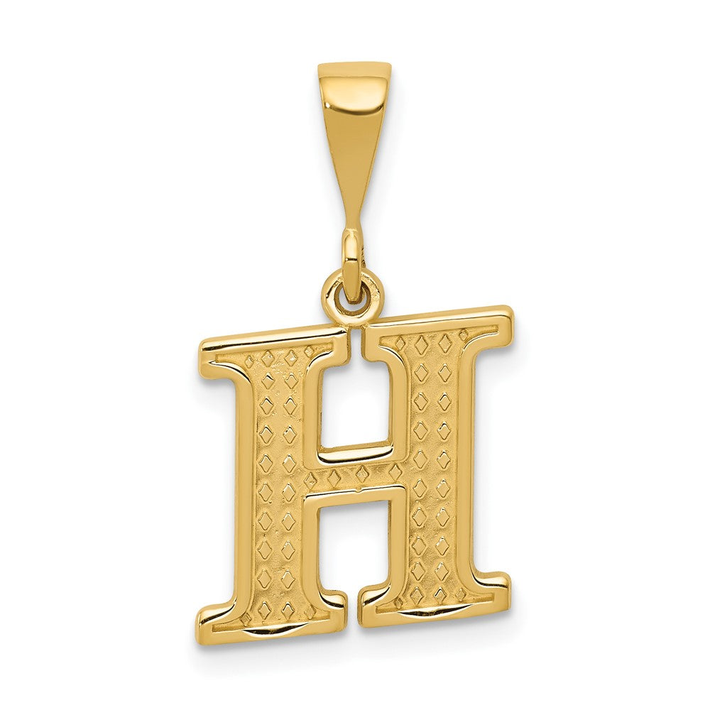 14k Textured Initial H Charm