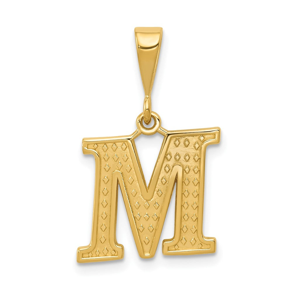 14k Textured Initial M Charm