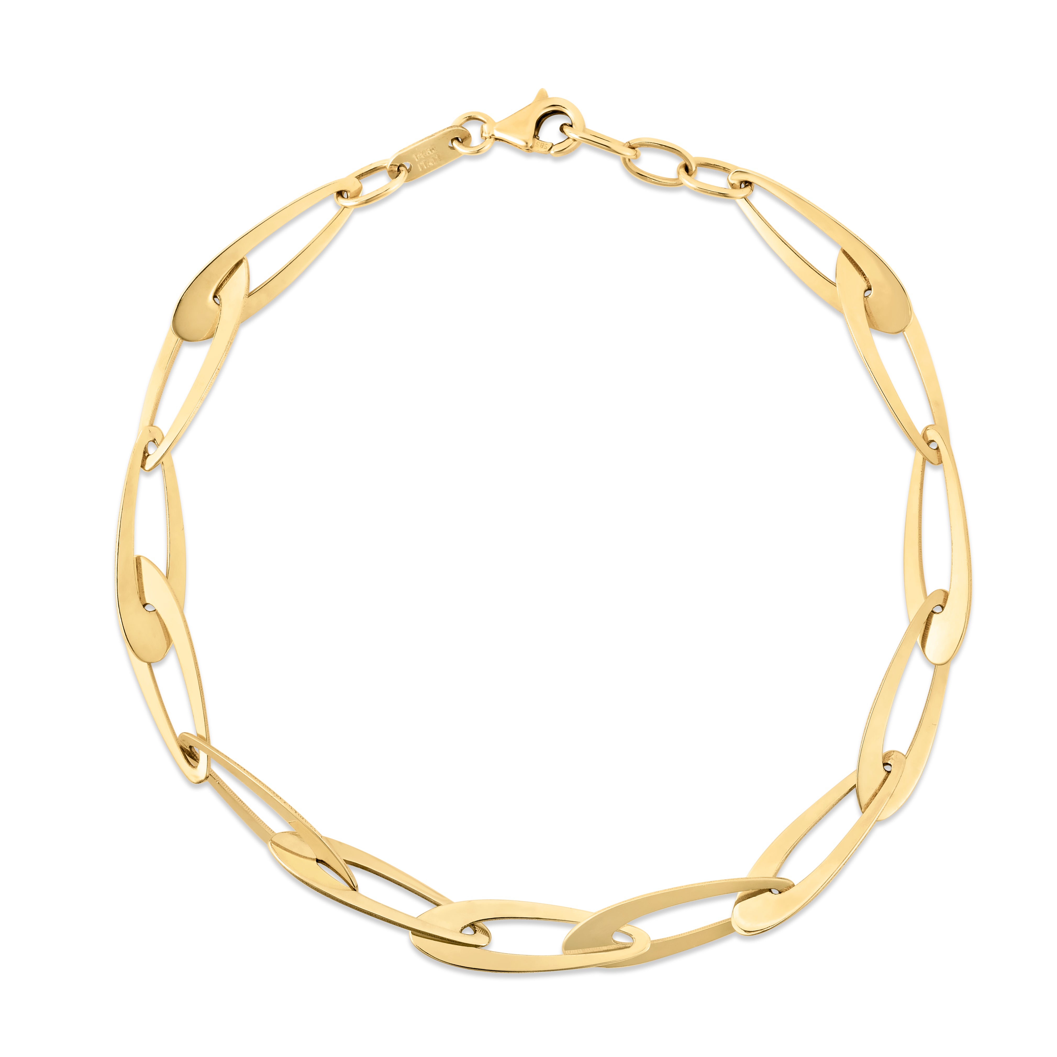 14K Yellow Gold Italian Oval Links 18" Chain Necklace with Lobster Clasp. Includes .25" Extender