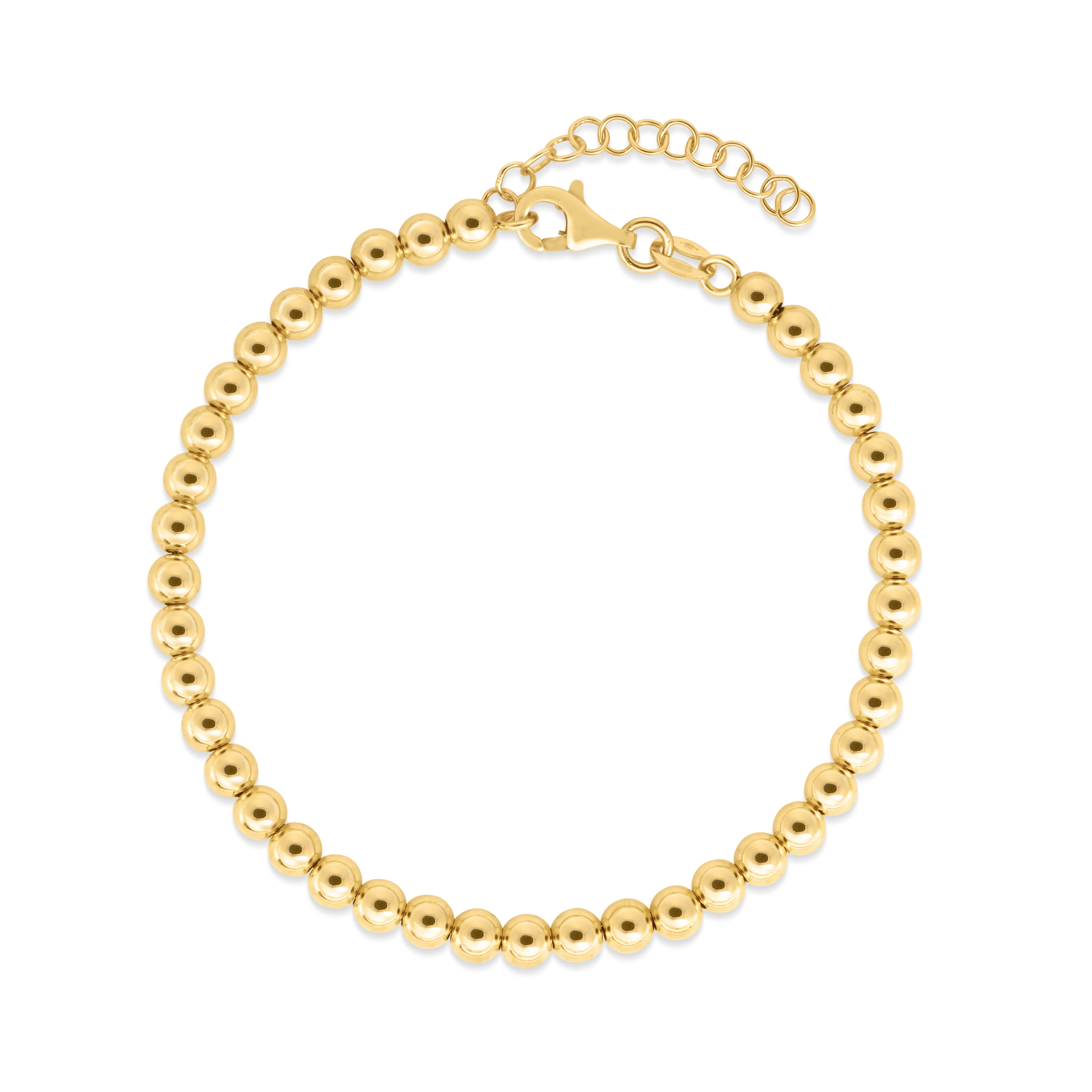 14K Yellow Gold 4mm 18" Bead Chain Necklace with Lobster Clasp. Includes 2" Extender.