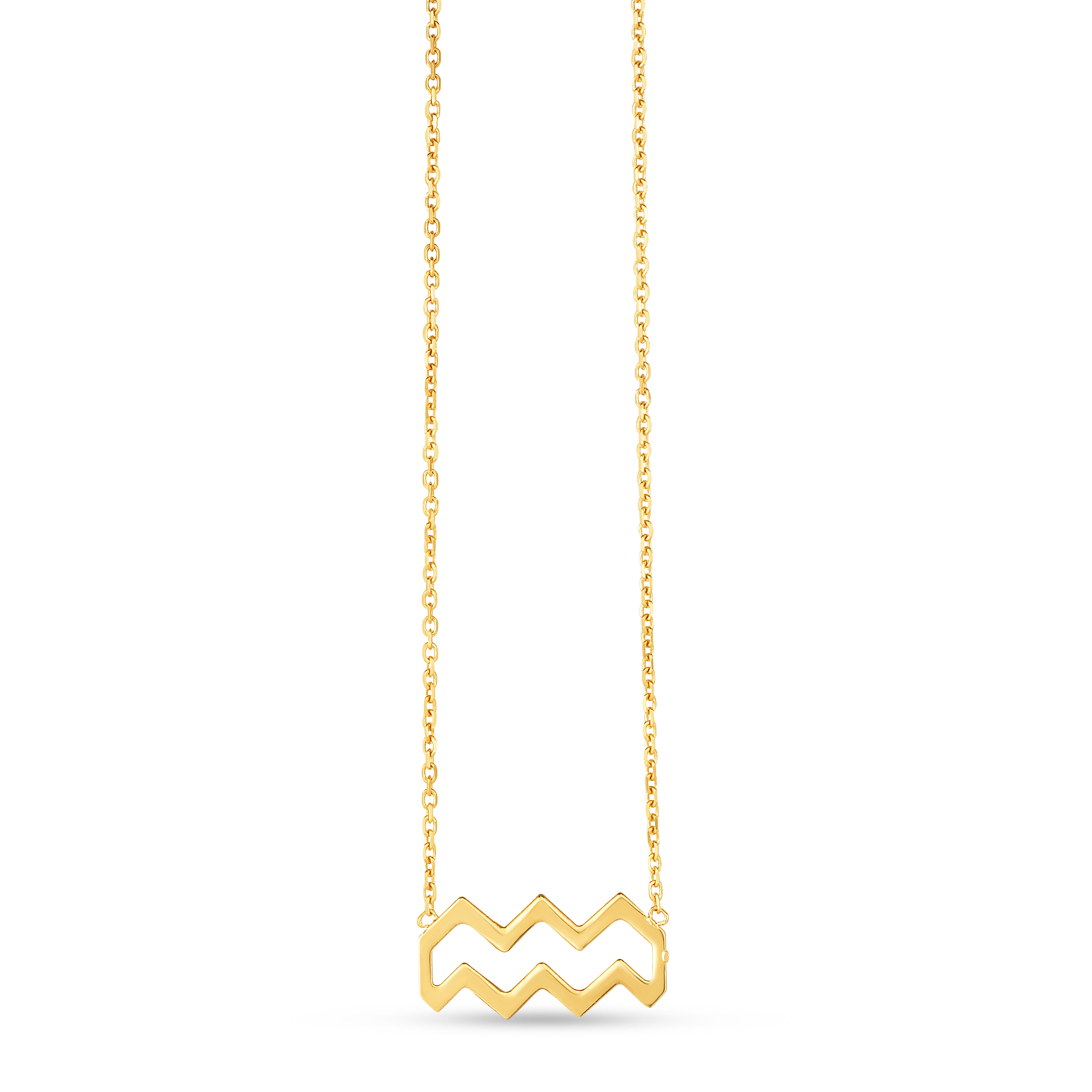 14K Yellow Gold Aquarius 18" Necklace with Push Back Clasp.