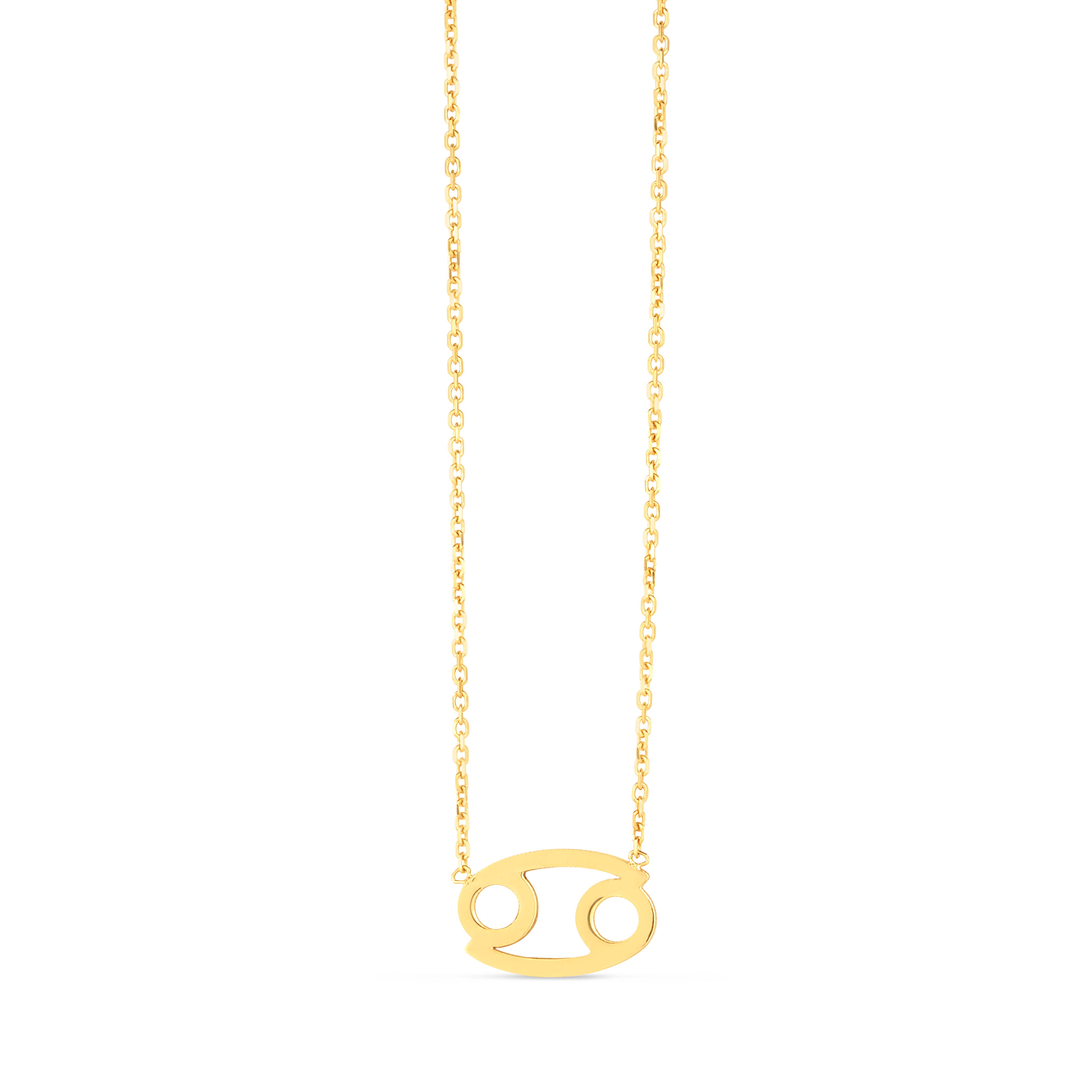 14K Yellow Gold Cancer 18" Necklace with Spring Ring Clasp. Jump Ring at 16"