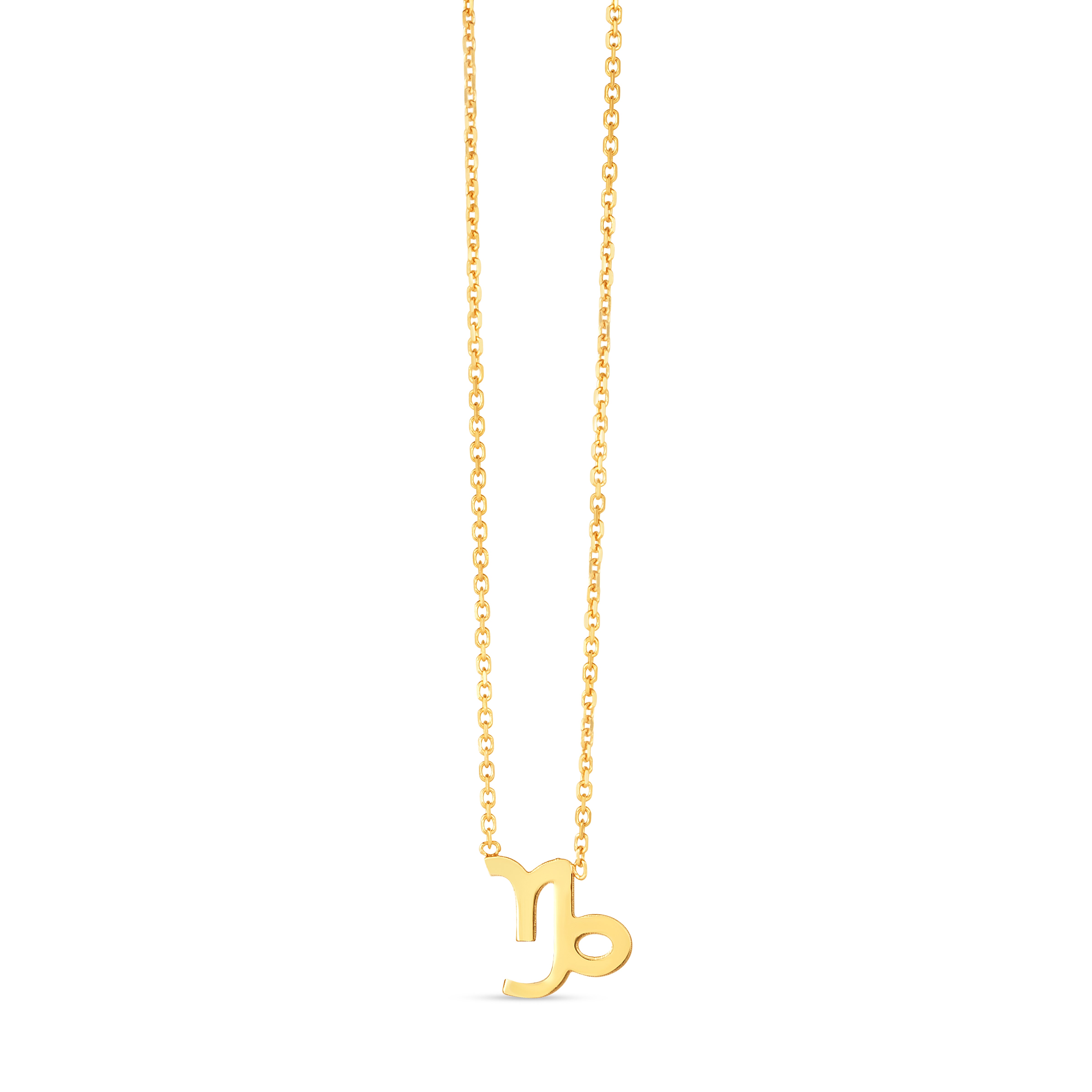 14K Yellow Gold Capricorn 18" Necklace with Spring Ring Clasp. Jump Ring at 16"