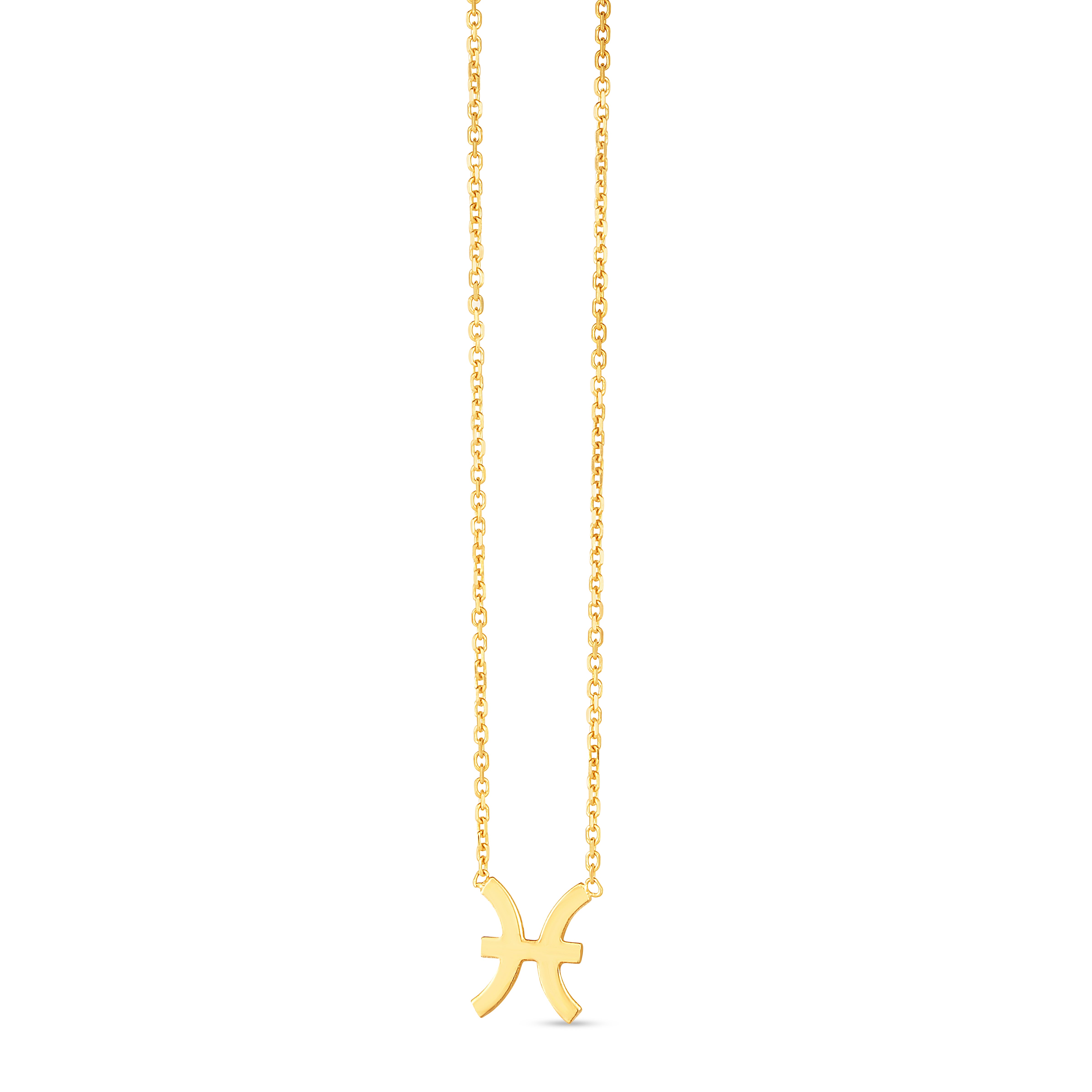 14K Yellow Gold Pisces 18" Necklace with Spring Ring Clasp. Jump Ring at 16"