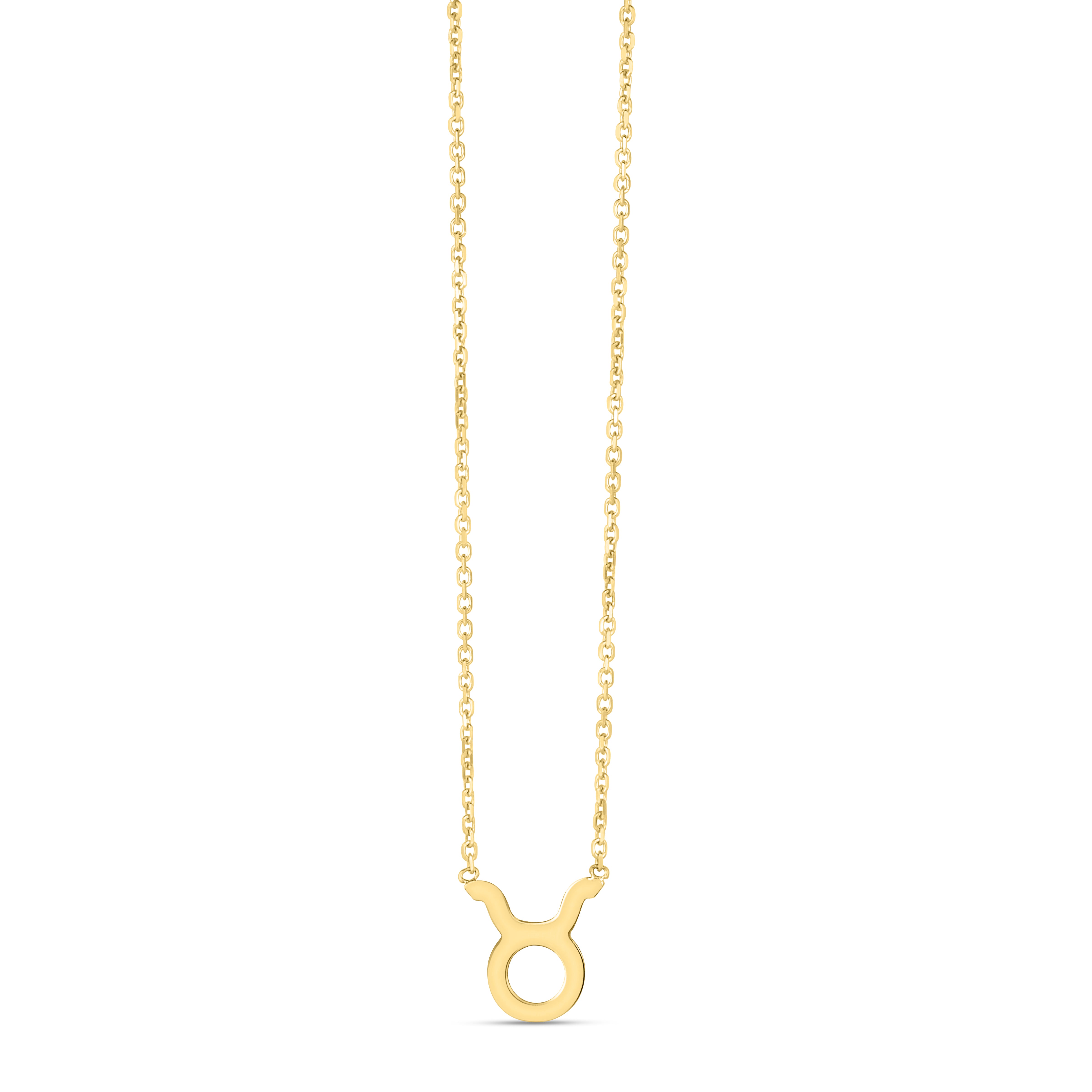 14K Yellow Gold Taurus 18" Necklace with Spring Ring Clasp. Jump Ring at 16"