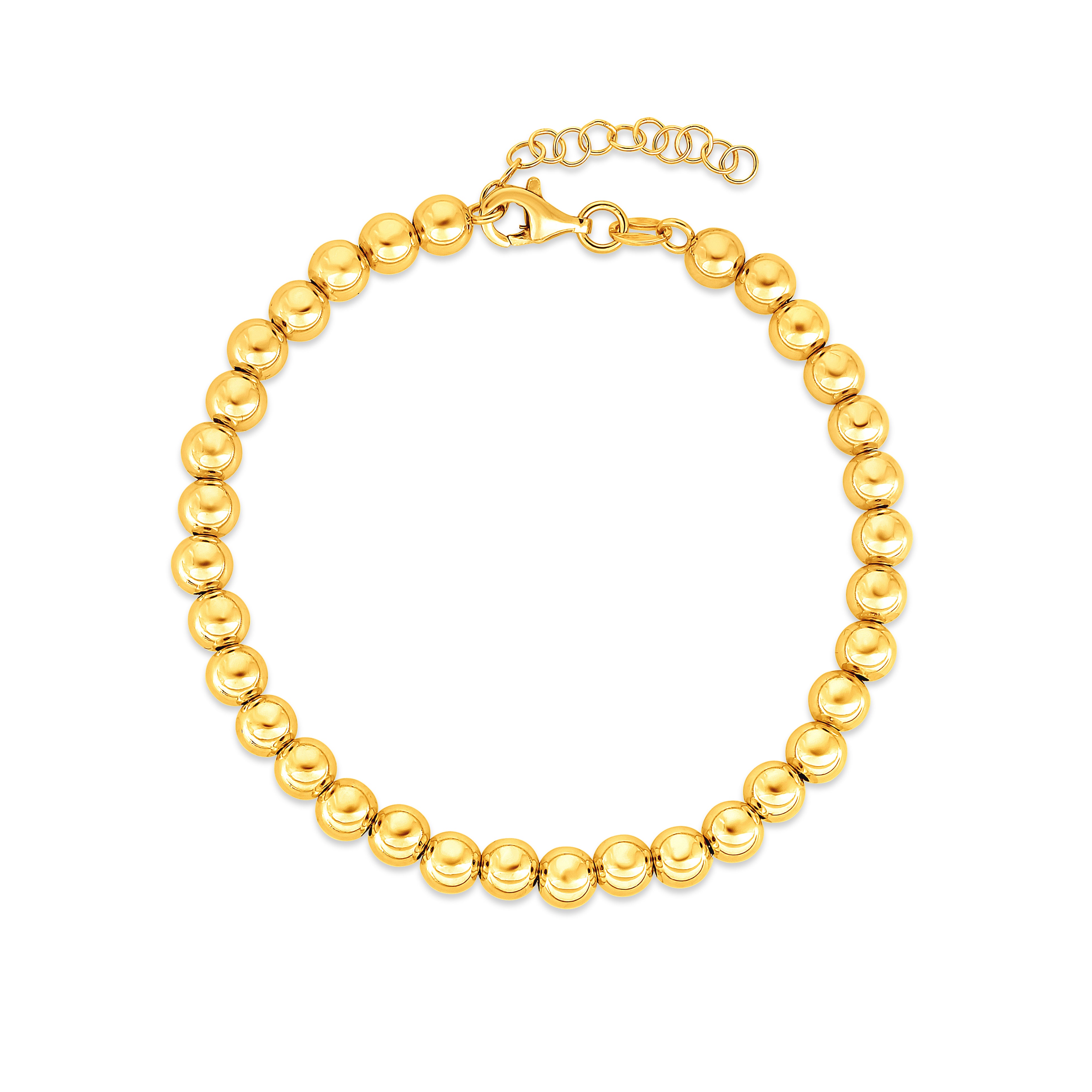 14K Yellow Gold 5mm 18" Bead Chain Necklace with Lobster Clasp. Includes 2" Extender.