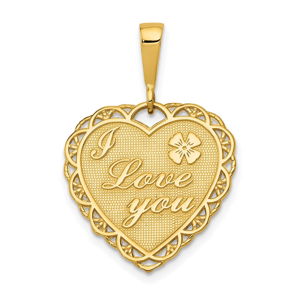 14k Reversible I LOVE YOU Heart Pendant