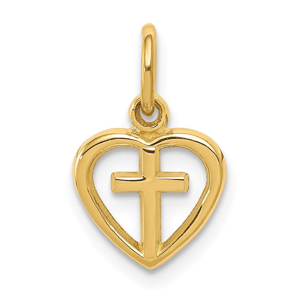 14k Cross in Heart Charm