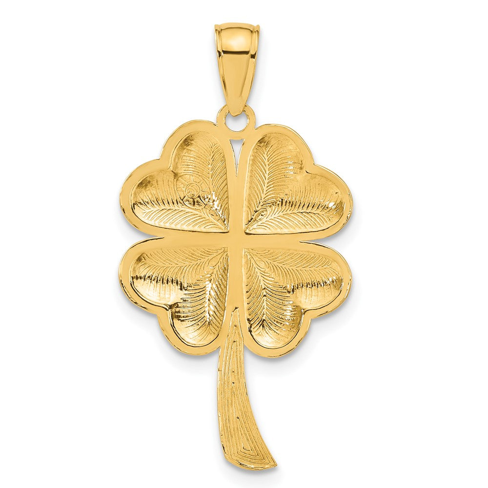 14k Solid Polished 4-Leaf Clover Pendant