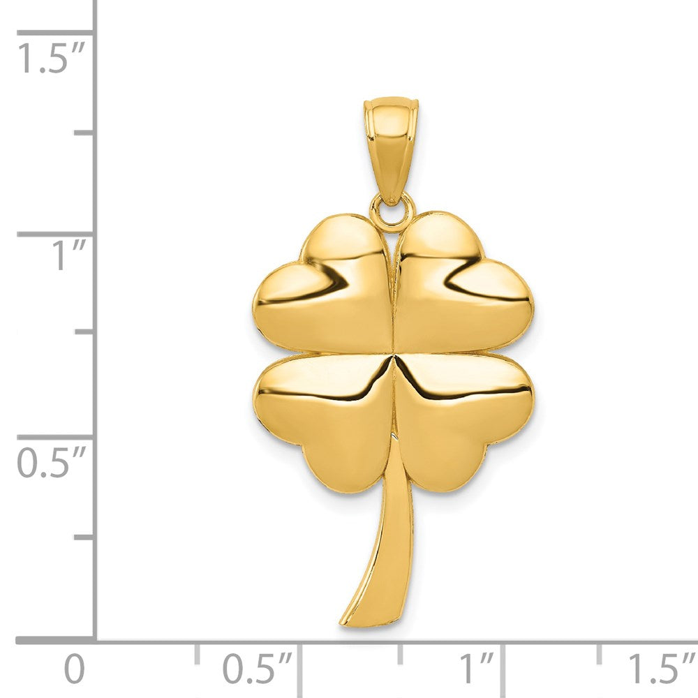 14k Solid Polished 4-Leaf Clover Pendant