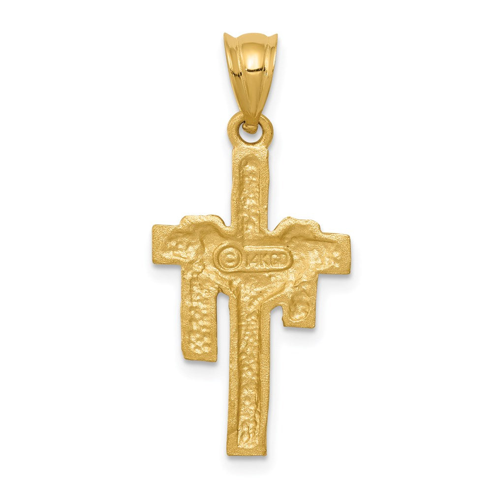 14k Satin Draped Cross Pendant