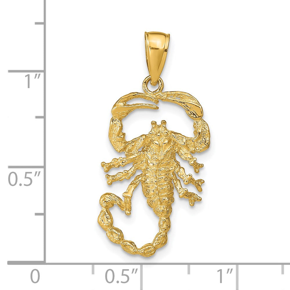 14k Solid Polished Open-Backed Scorpion Pendant