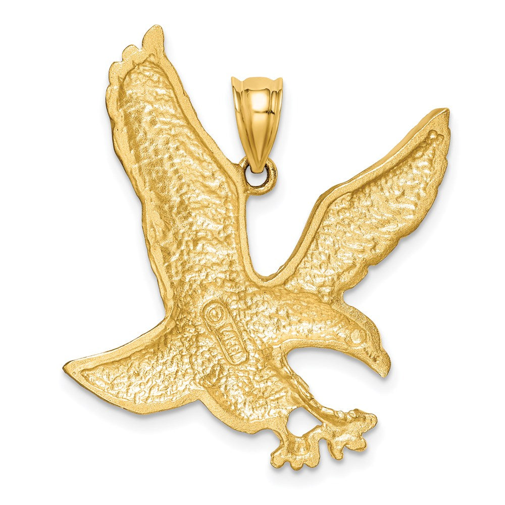 14k Satin Diamond-cut Eagle Pendant