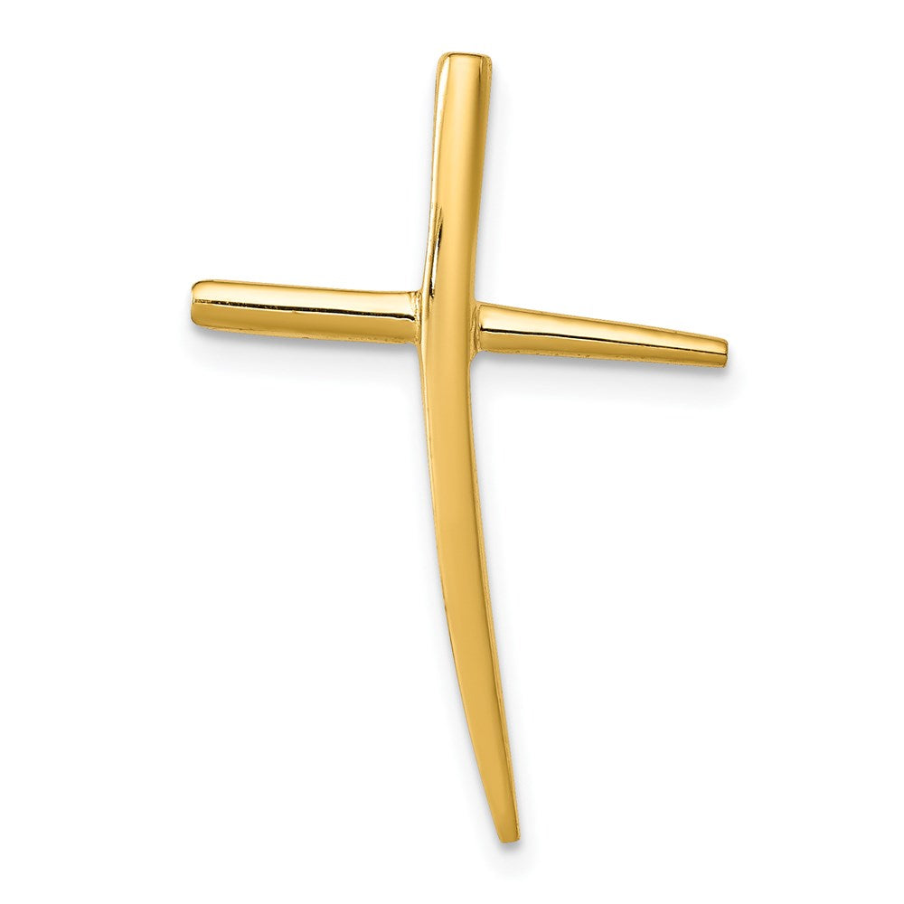 14K Polished Curved Cross Chain Slide