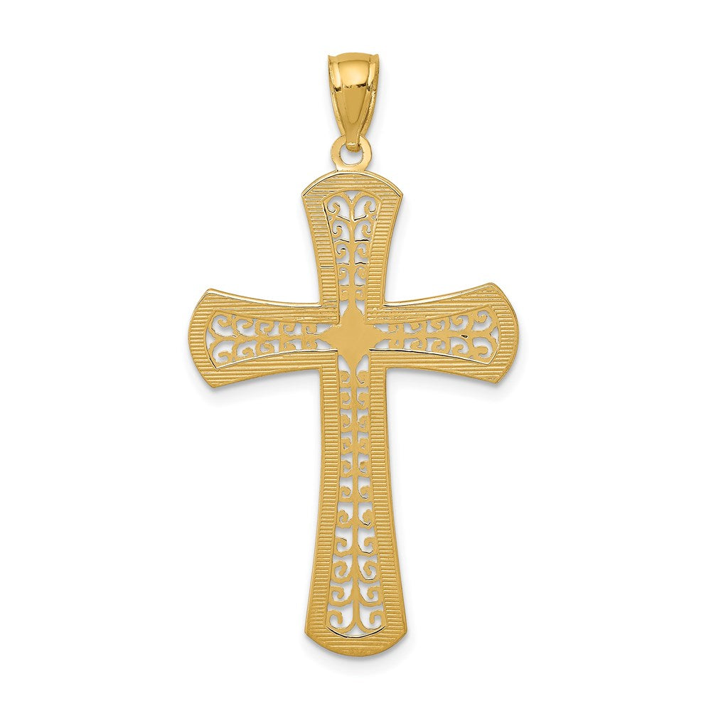 14k Diamond-cut Filigree Cross Pendant