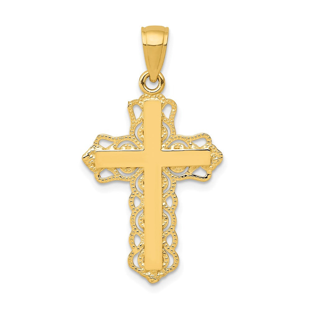 14K Lace Trim Cross Pendant