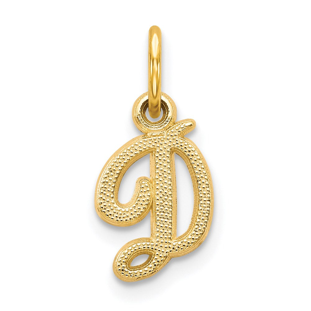 14KY Script Letter D Initial Charm