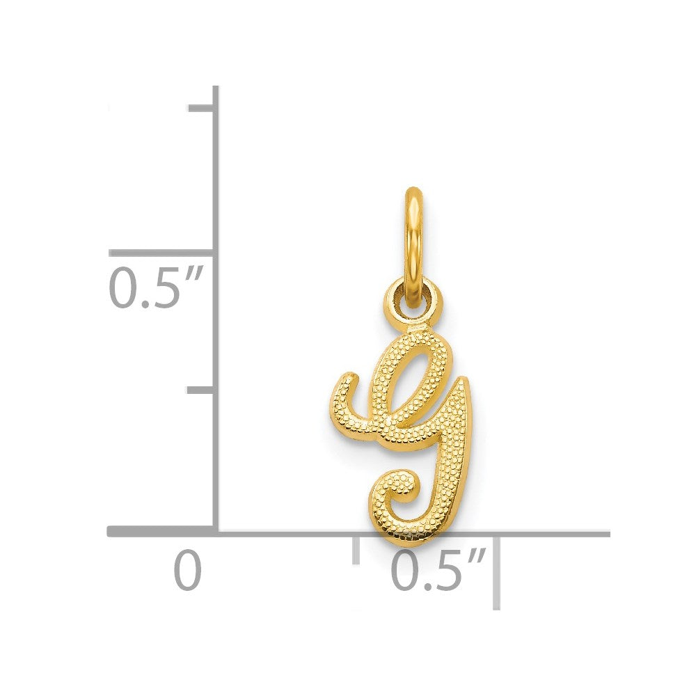 14KY Script Letter G Initial Charm