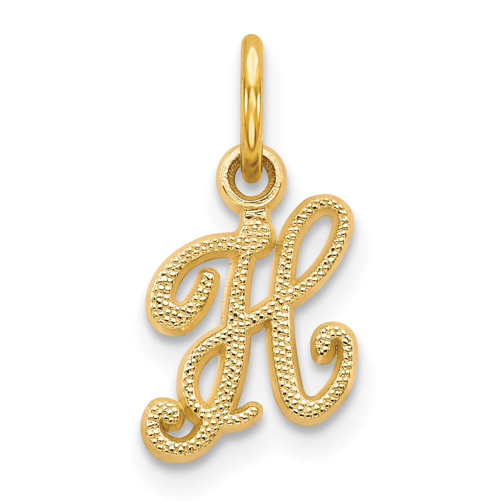 14KY Script Letter H Initial Charm