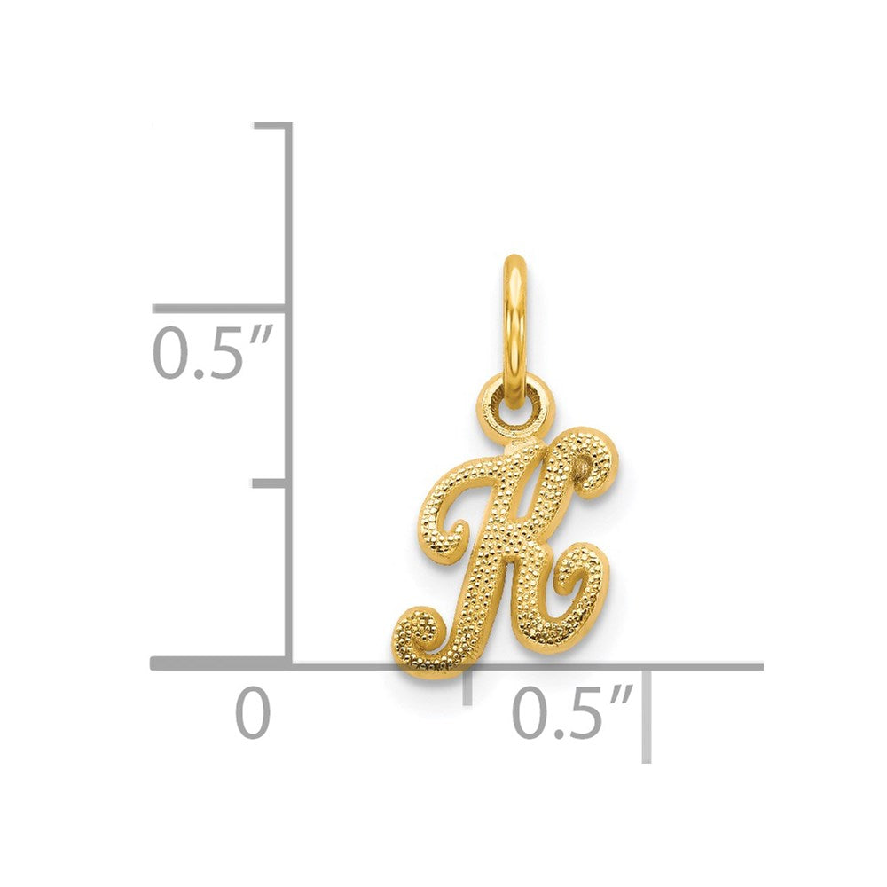 14KY Script Letter K Initial Charm