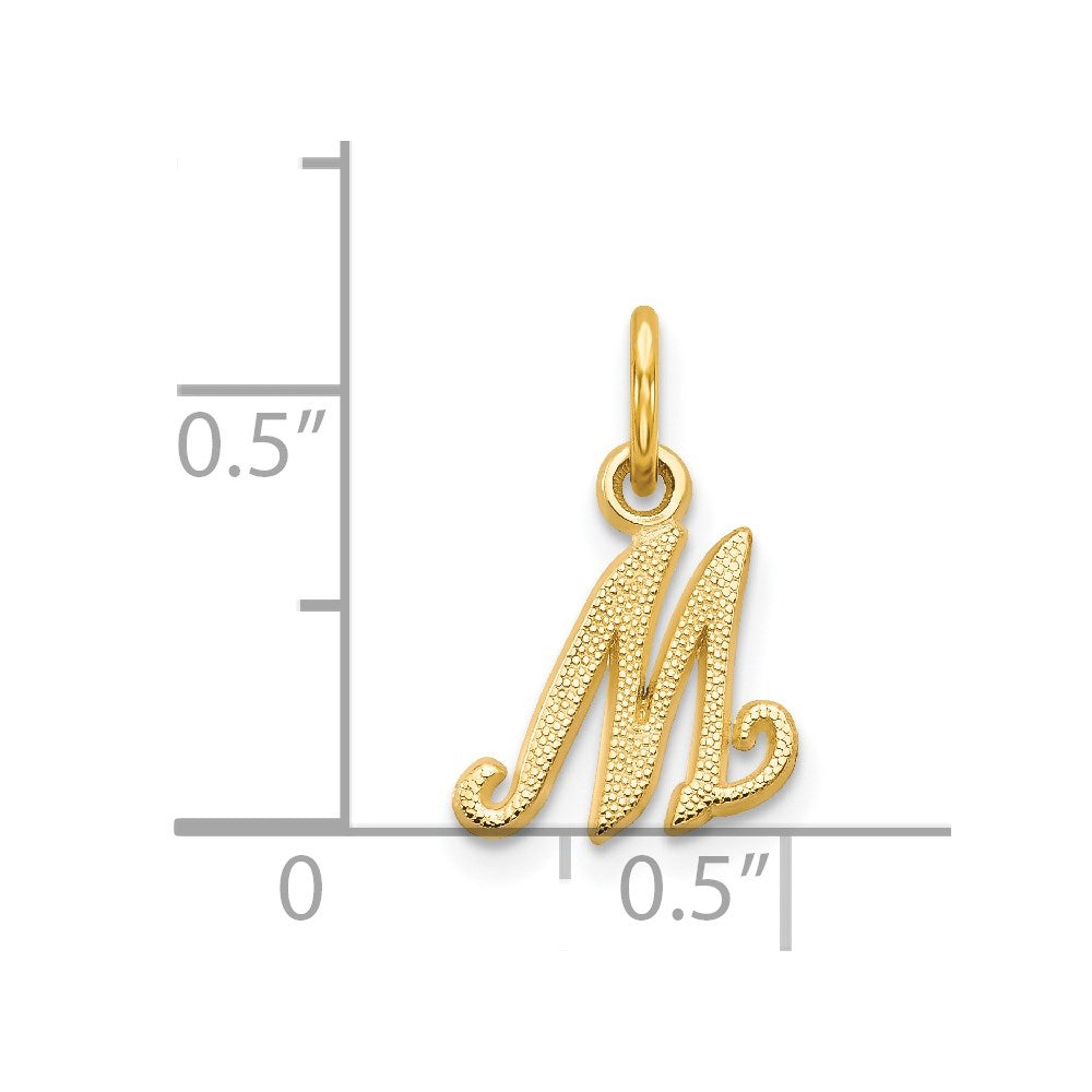 14KY Script Letter M Initial Charm