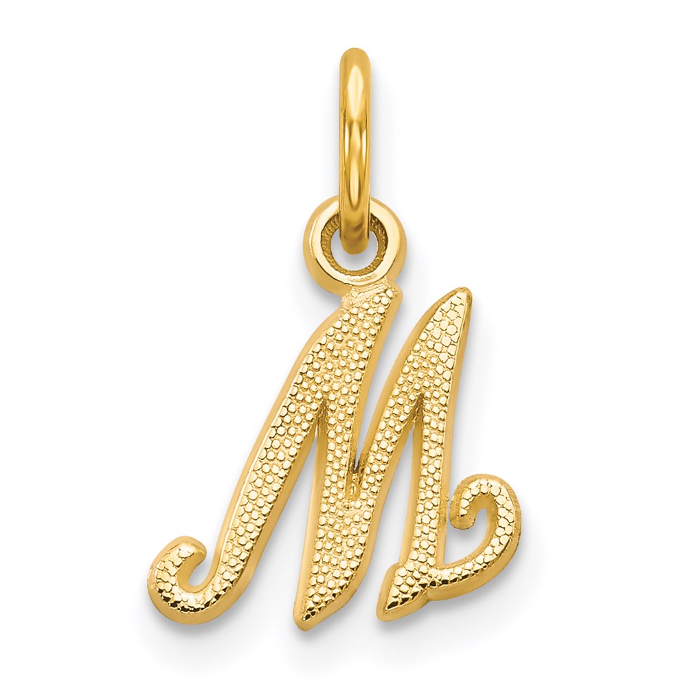 14KY Script Letter M Initial Charm