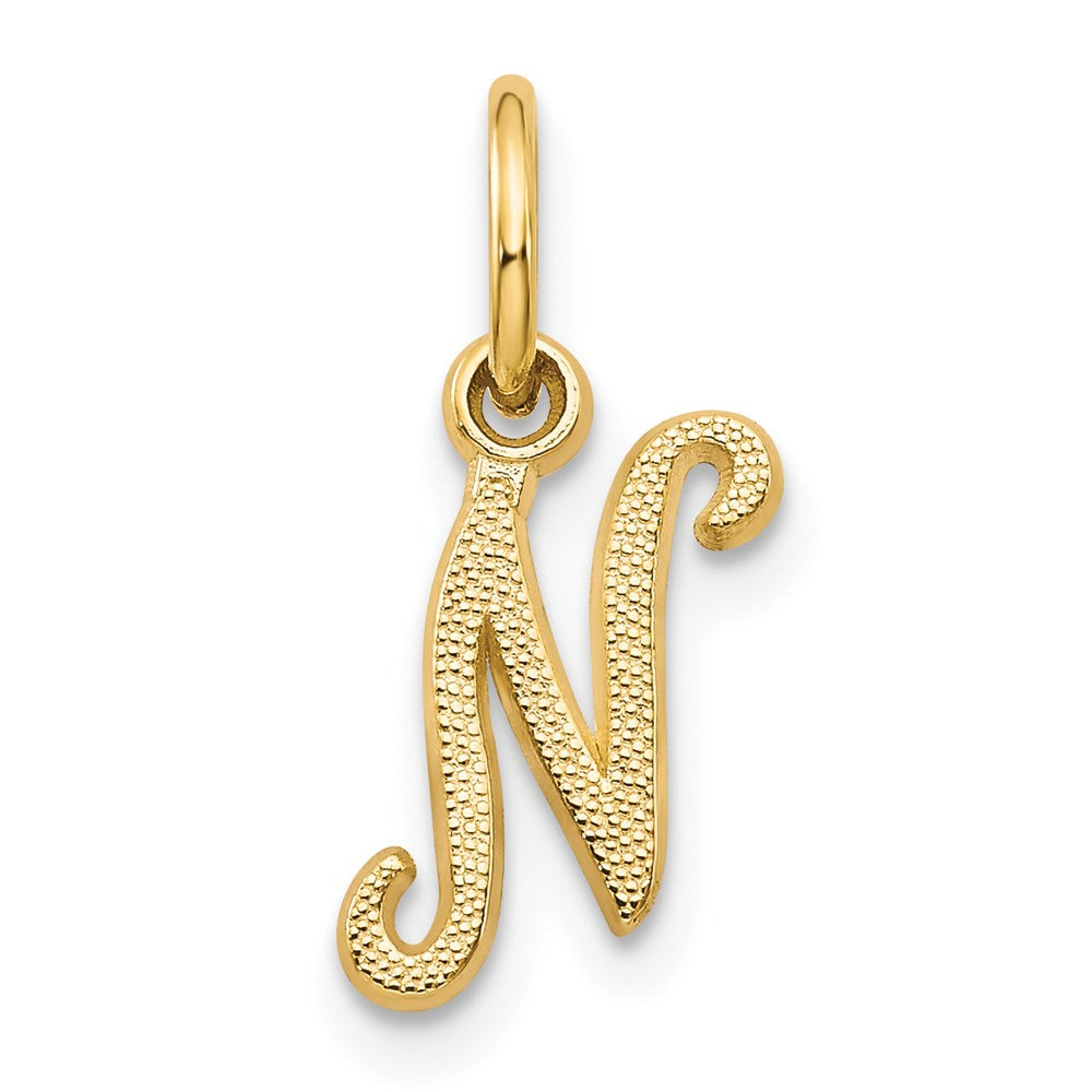 14KY Script Letter N Initial Charm