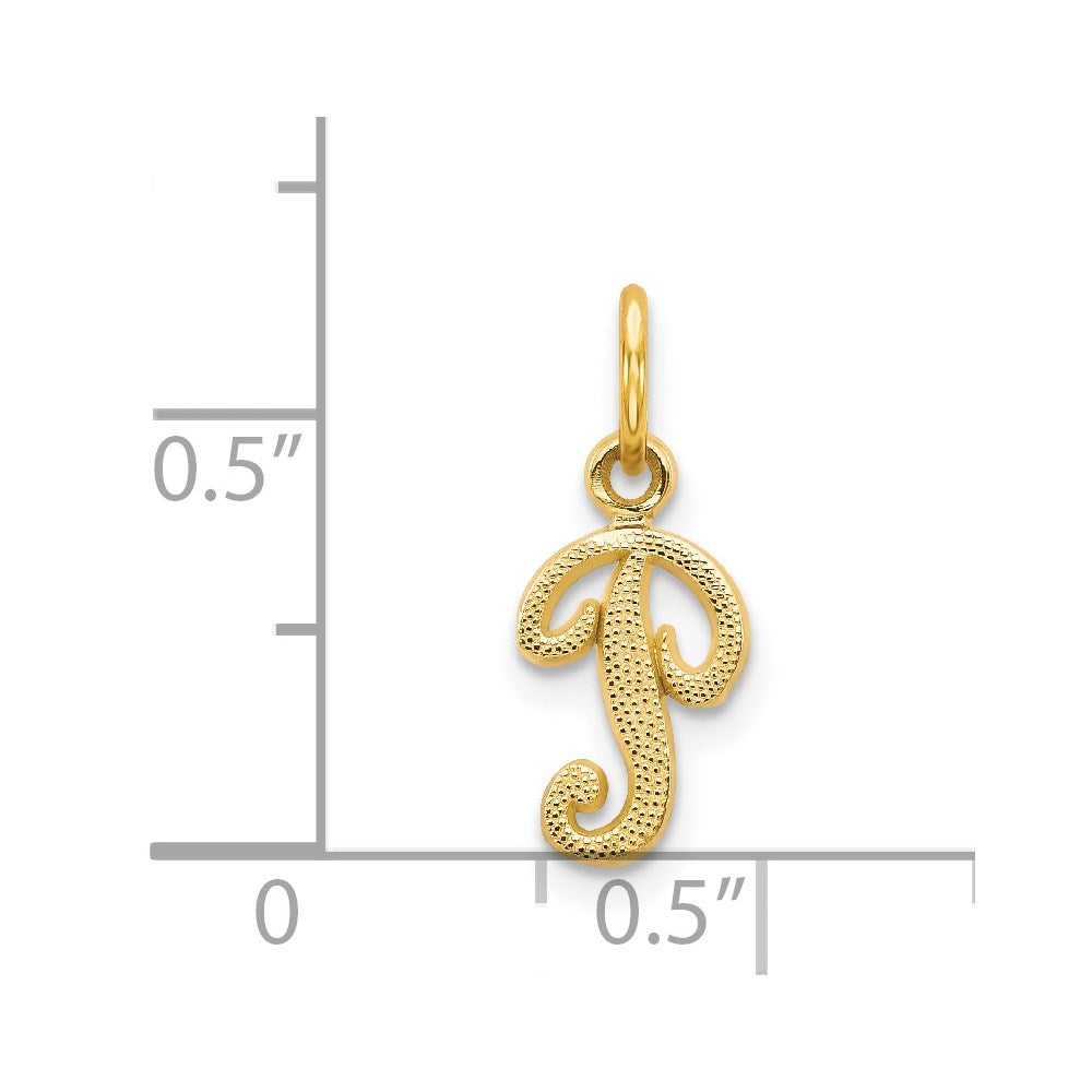 14KY Script Letter P Initial Charm