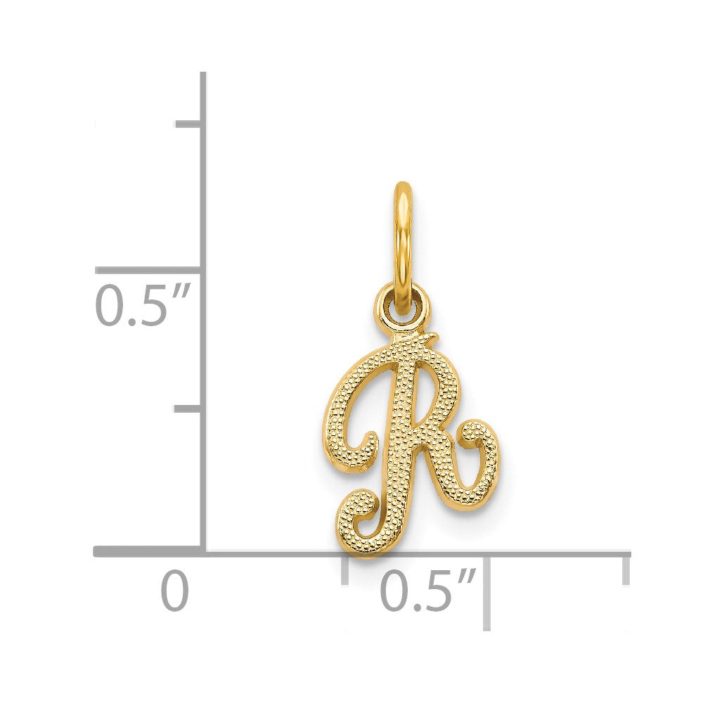 14KY Script Letter R Initial Charm