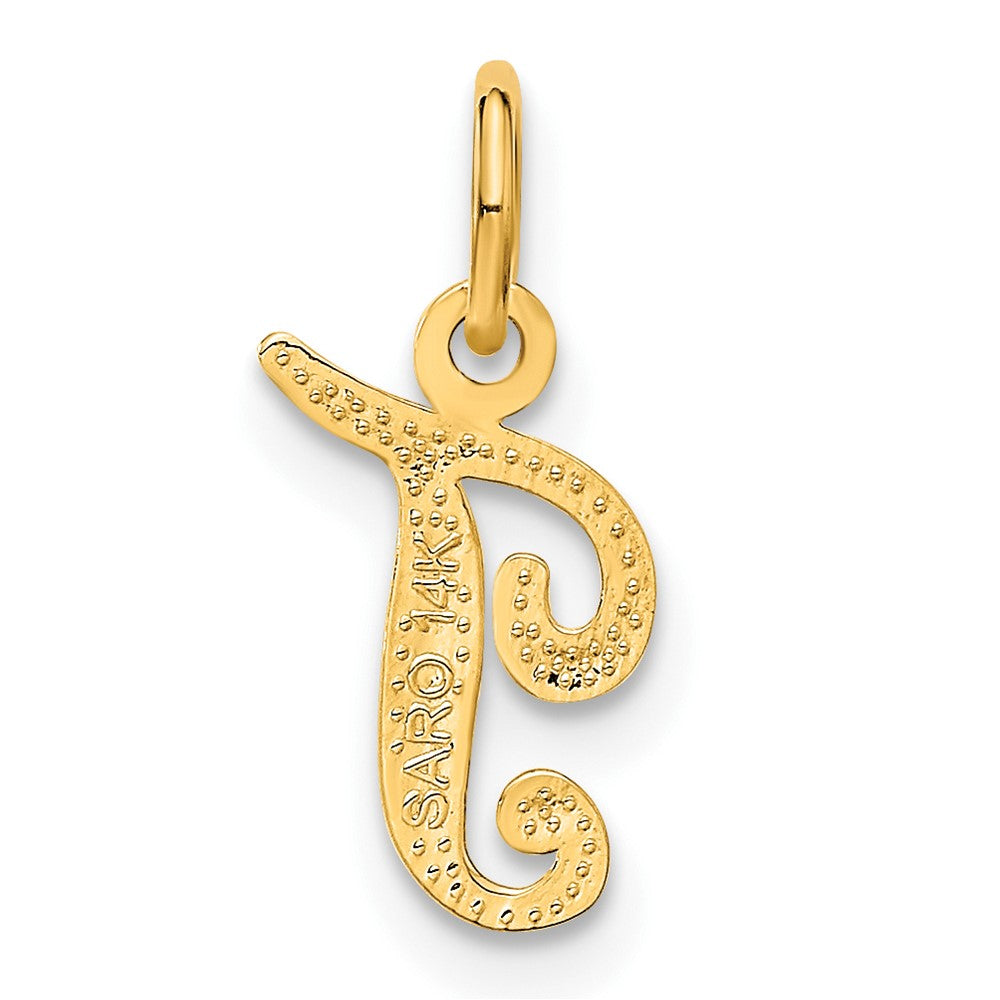 14KY Script Letter T Initial Charm