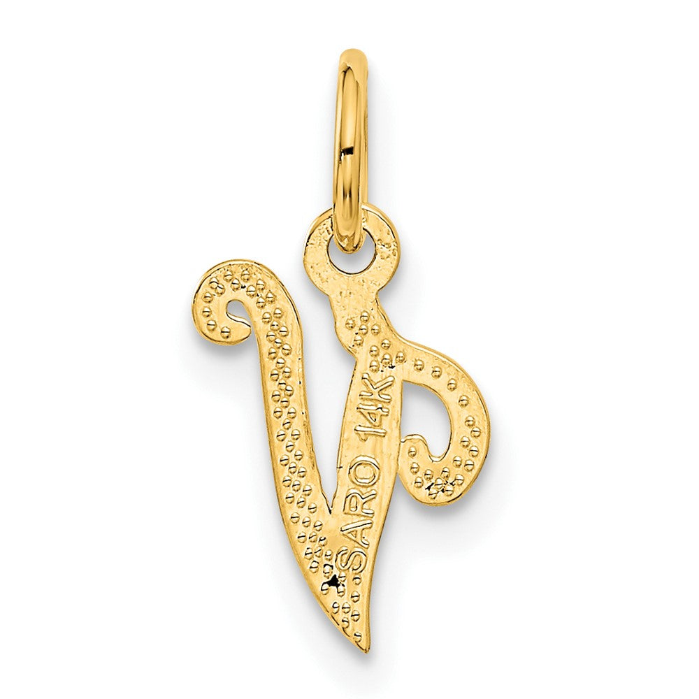 14KY Script Letter V Initial Charm