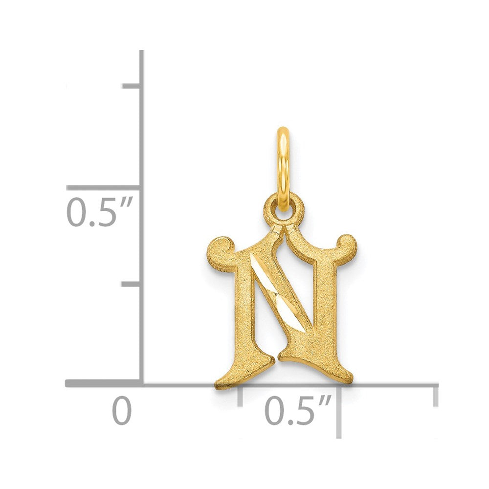 14k Letter N Initial Charm