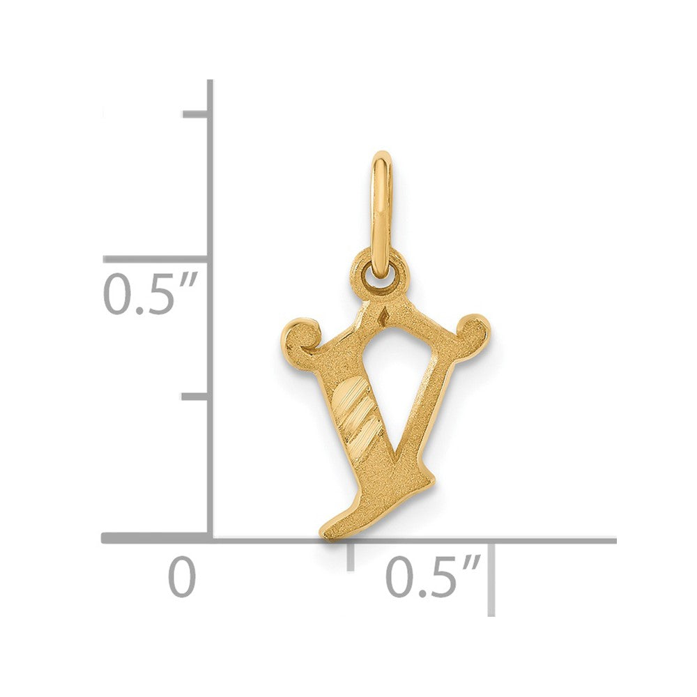 14k Letter V Initial Charm