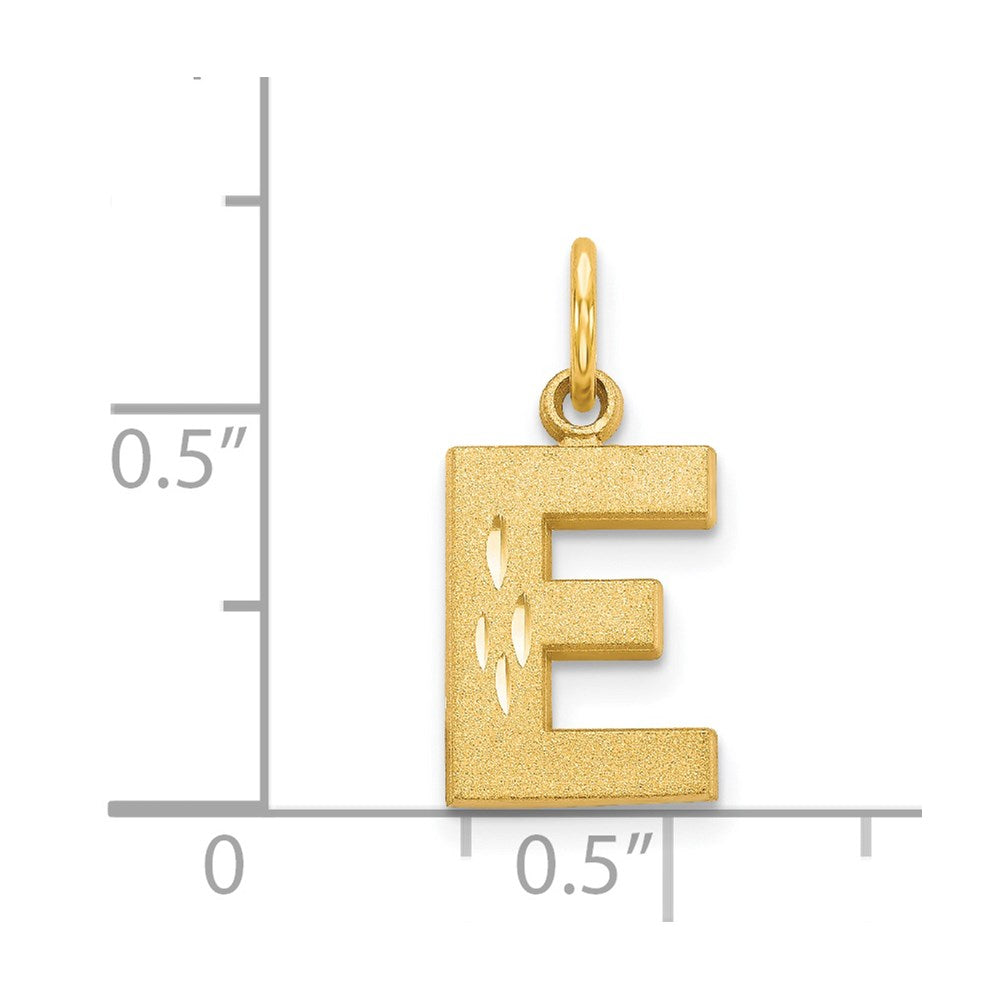 14KY Satin Diamond-cut Letter E Initial Charm