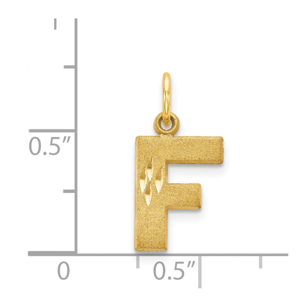 14KY Satin Diamond-cut Letter F Initial Charm