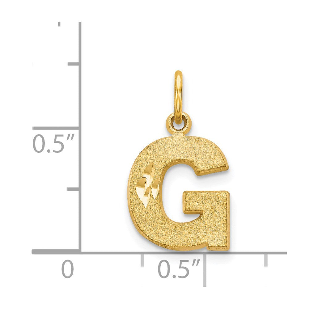 14KY Satin Diamond-cut Letter G Initial Charm