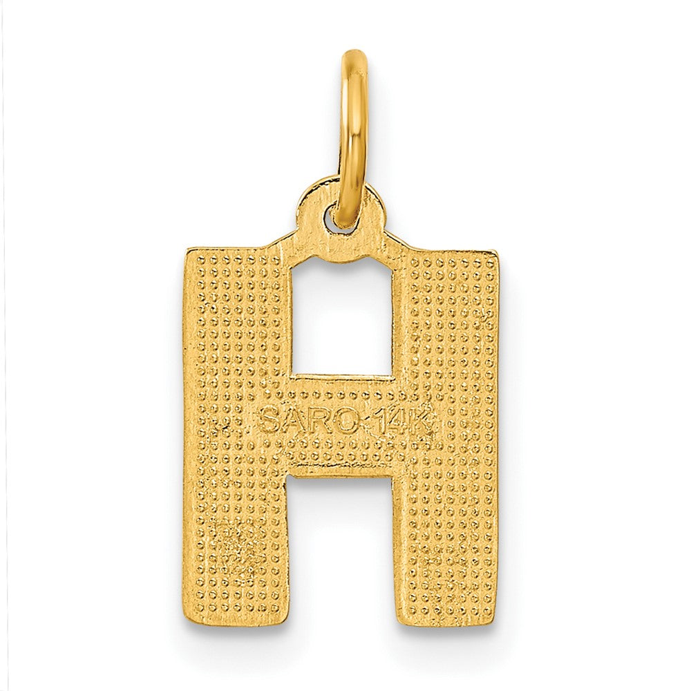 14KY Satin Diamond-cut Letter H Initial Charm