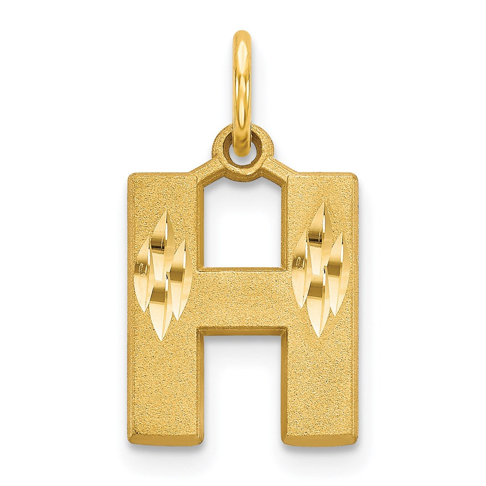 14KY Satin Diamond-cut Letter H Initial Charm