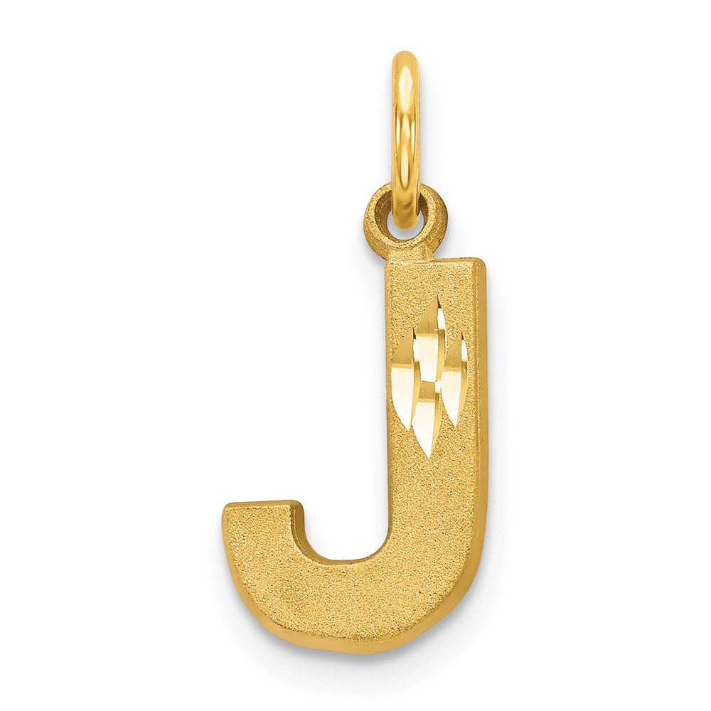 14KY Satin Diamond-cut Letter J Initial Charm