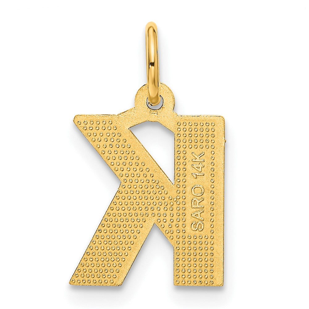 14KY Satin Diamond-cut Letter K Initial Charm