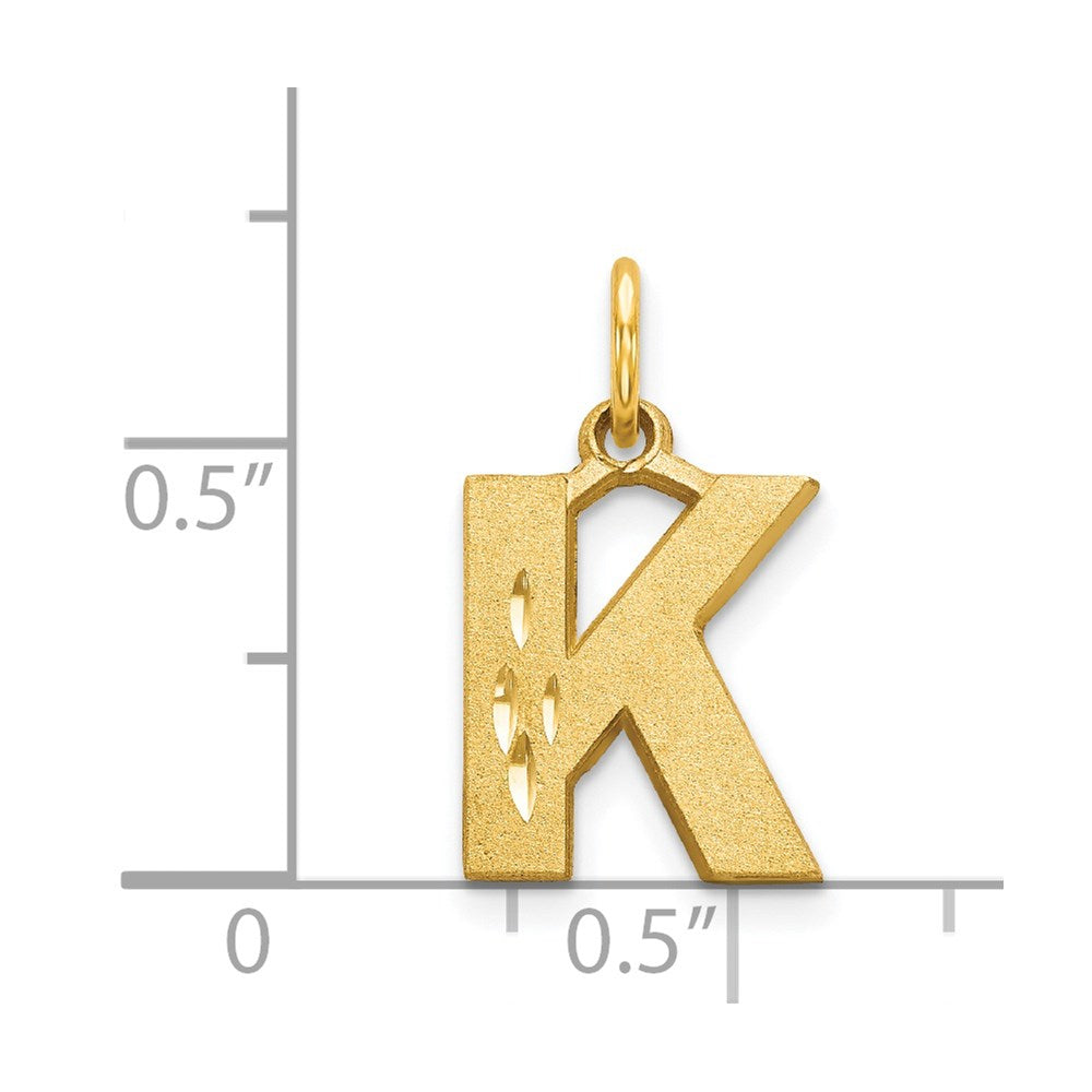 14KY Satin Diamond-cut Letter K Initial Charm