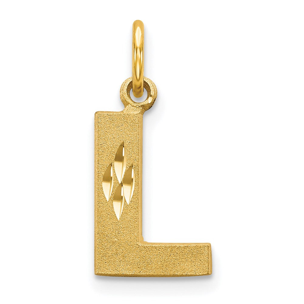 14KY Satin Diamond-cut Letter L Initial Charm