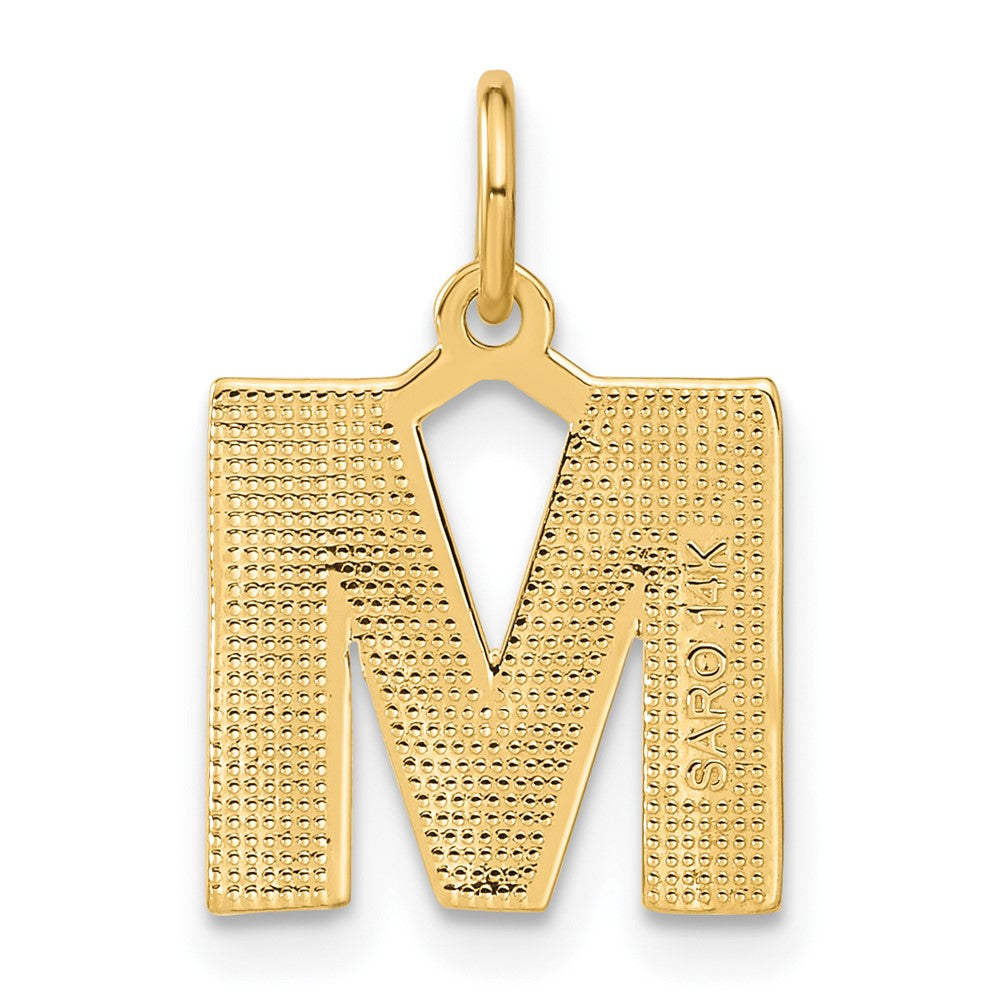 14KY Satin Diamond-cut Letter M Initial Charm