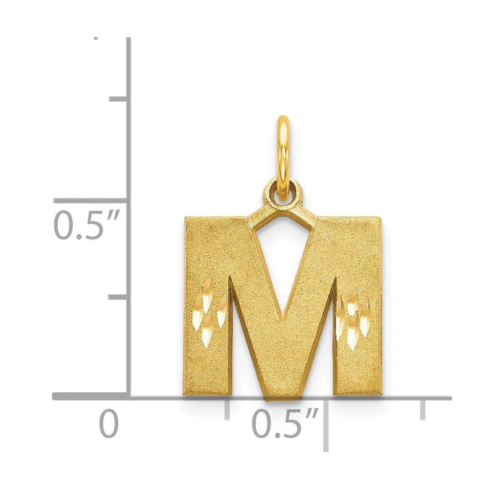 14KY Satin Diamond-cut Letter M Initial Charm