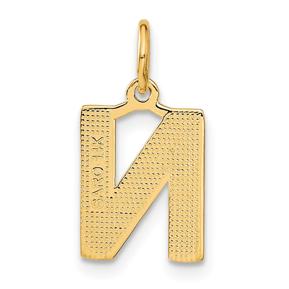 14KY Satin Diamond-cut Letter N Initial Charm