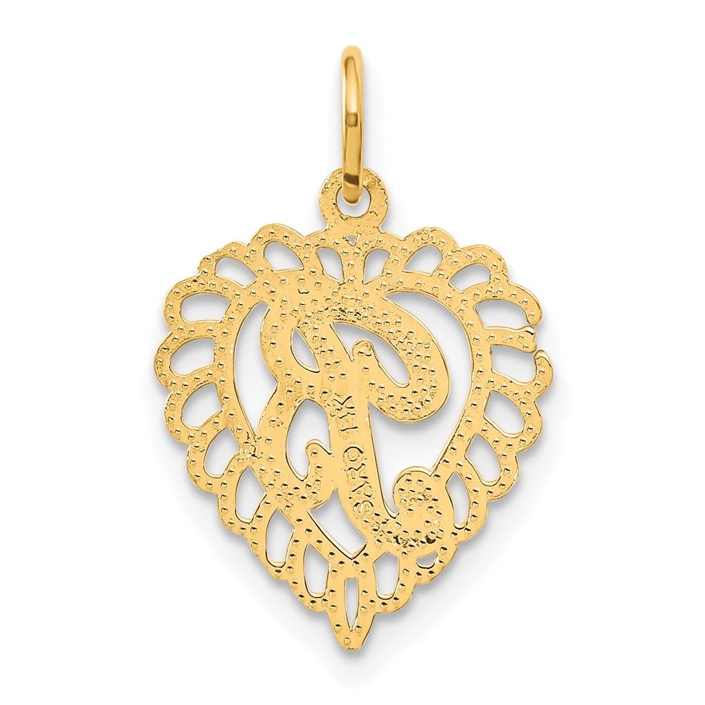 14k Heart Letter B Charm