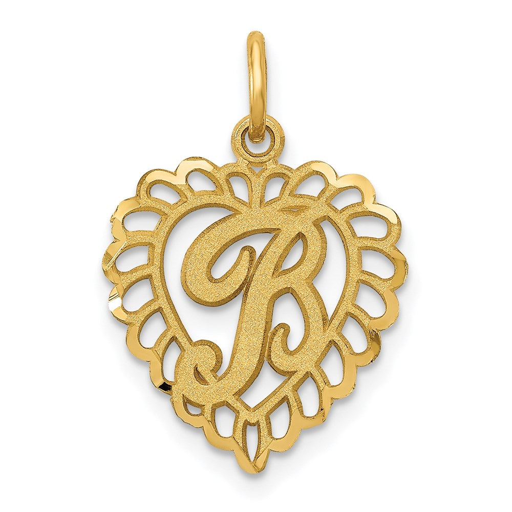 14k Heart Letter B Charm